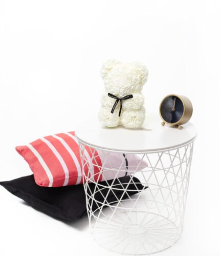 Baltas rožių meškiukas 25 cm