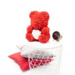 Raudonas didelis rožių meškiukas su širdele 40 cm