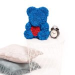 Mėlynas didelis rožių meškiukas su širdele 40 cm