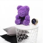 Violetinis didelis rožių meškiukas 40 cm