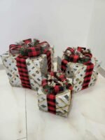 Kalėdinė dekoracija 3 dėžučių rinkinys su LED lemputėmis