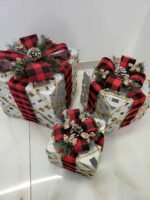 Kalėdinė dekoracija 3 dėžučių rinkinys su LED lemputėmis - Image 2