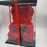 Didelis meškutis iš rožių su deimantukais 40 cm.