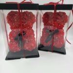 Meškutis iš rožių su deimantukais 25 cm.